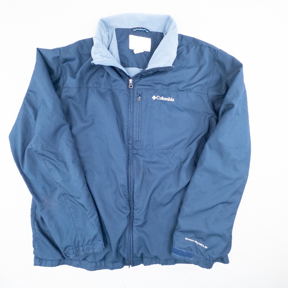 Columbia Mens Omni-Shield Full Zip Fleece Lined Jacket XL Blue Windbreaker